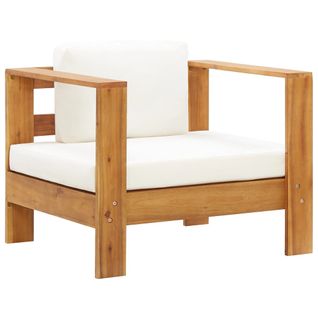 Chaise De Jardin Avec Coussin Crème Bois D'acacia Solide