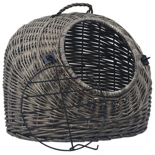 Cage De Transport Pour Chats Gris 50x42x40 Cm Saule Naturel