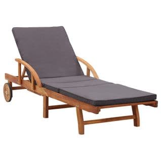 Chaise Longue Avec Coussin Bois D'acacia Solide