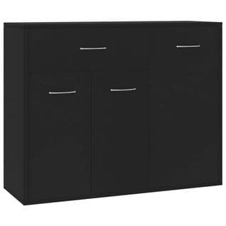 Vidaxl Buffet Avec Tiroir Noir 88x30x70 Cm Aggloméré Armoire Meuble De Rangement Chambre Salon