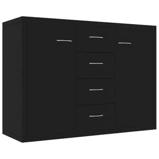 Vidaxl Buffet Avec Tiroirs Noir 88x30x65 Cm Aggloméré Armoire Meuble De Rangement Chambre Salon