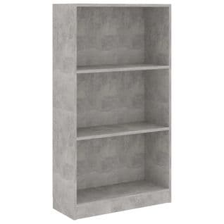 Bibliothèque 3 Niveaux Gris Béton 60x24x109cm Bois D'ingénierie