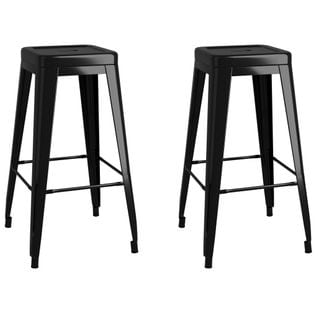 Tabourets De Bar Empilables Lot De 2 Noir Métal