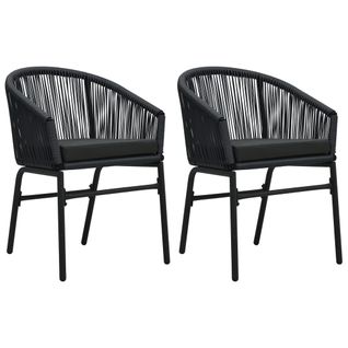 Chaises De Jardin 2 PCs Noir Rotin Pe