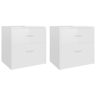 Tables De Chevet 2 PCs Blanc Brillant 40 X 30 X 40 Cm Aggloméré