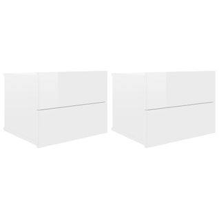 Tables De Chevet 2 PCs Blanc Brillant 40 X 30 X 30 Cm Aggloméré