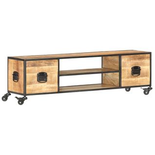 Meuble TV 130x30x39 Cm Bois Massif De Manguier