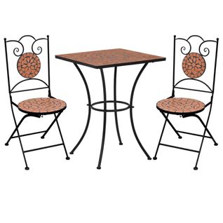 Mobilier De Bistro 3 PCs Mosaïque Carreau Céramique Terre Cuite