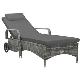 Chaise Longue Avec Roues Résine Tressée Anthracite