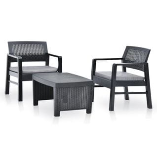 Salon De Jardin 3 PCs Plastique Anthracite