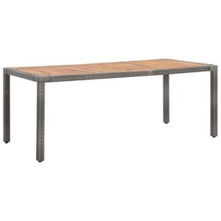 Table De Jardin Gris 190x90x75cm Résine Tressée Et Acacia