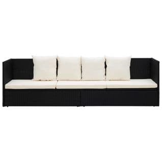 Canapé De Jardin Avec Coussin Et Oreillers - 200x60x58 Cm - Noir