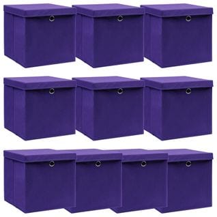 Boîtes De Rangement Et Couvercles 10pcs Violet 32x32x32cm Tissu