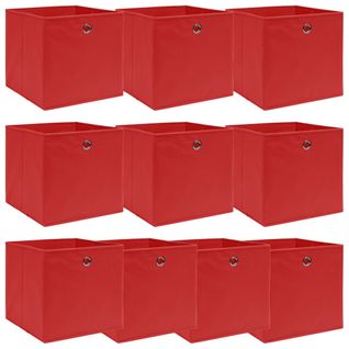 Boîtes De Rangement 10 PCs Rouge 32x32x32 Cm Tissu