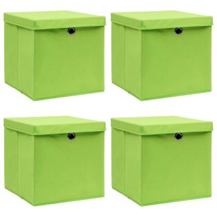 Boîtes De Rangement Avec Couvercles 4 PCs Vert 32x32x32cm Tissu