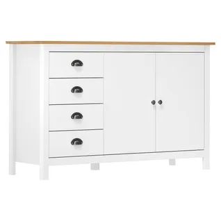 Buffet Hill Blanc 130x40x80 Cm Bois De Pin Solide