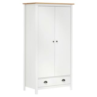 Garde-robe à 2 Portes Hill Blanc 89x50x170cm Bois De Pin Solide