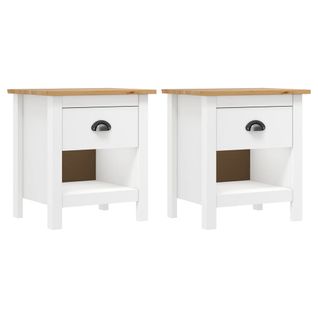 Tables De Chevet 2 PCs Hill 46x35x49,5 Cm Bois De Pin Solide