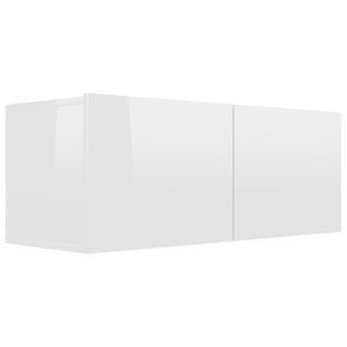 Meuble Tv Blanc Brillant 80x30x30 Cm Bois D’ingénierie