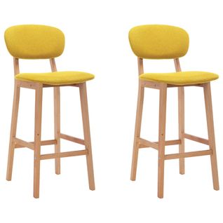 Tabourets De Bar Lot De 2 Jaune Moutarde Tissu