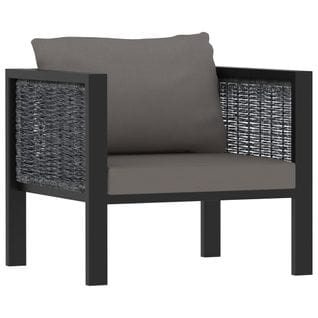 Canapé Sectionnel Avec Coussin Résine Tressée Anthracite