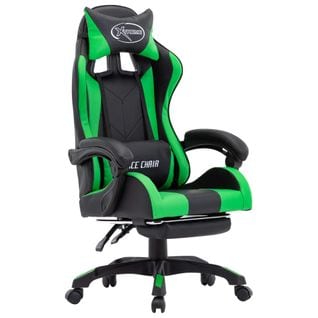 Fauteuil Gamer Avec Repose-pied Vert Et Noir Similicuir