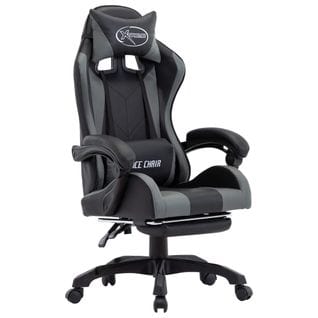 Fauteuil Gamer Avec Repose-pied Gris Et Noir Similicuir