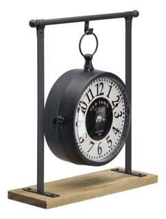 Horloge à poser H.31 cm VINTAGE Noir / Naturel