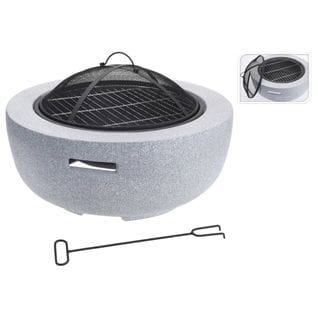 Braséro Avec Grille De Barbecue Rond Gris Clair 60x25 Cm