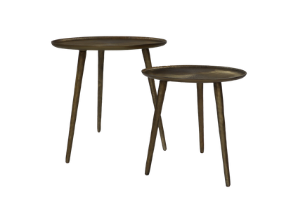2 Tables D´appoint Ronde - Laiton Antique Ø50*50/ø40*40