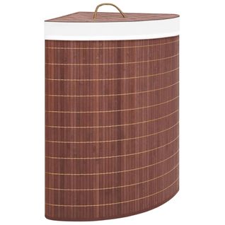 Panier À Linge D'angle Bambou Marron 60 L