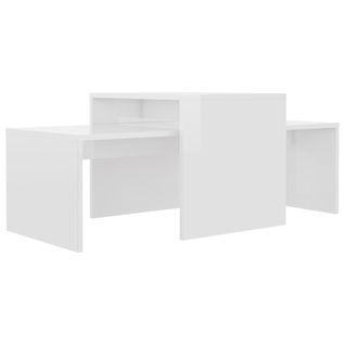 Ensemble De Tables Basses Blanc Brillant 100x48x40 Cm Aggloméré