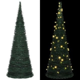 Sapin De Noël Artificiel Pré-éclairé Avec Guirlandes Vert 180cm