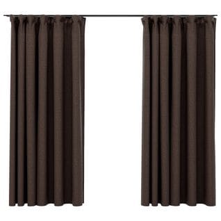 Rideaux Occultants Aspect Lin Et Crochets 2 PCs Taupe 140x175cm