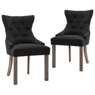 Chaises À Manger Lot De 2 Noir Tissu