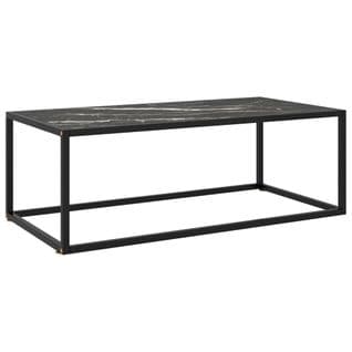 Table Basse Noir Avec Verre Marbre Noir 100x50x35 Cm