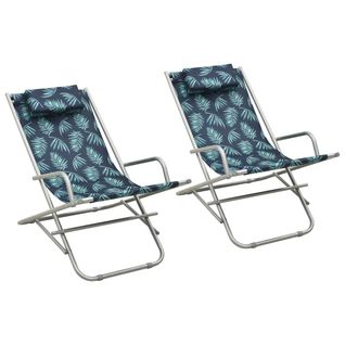 Chaises à Bascule 2 PCs Acier Motif De Feuilles