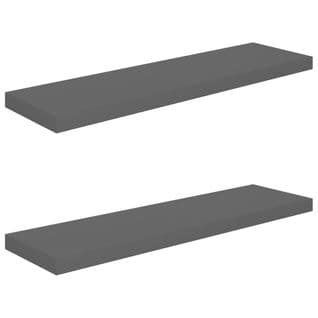 Étagère Murale Flottante 2 PCs Gris Brillant 90x23,5x3,8 Cm Mdf