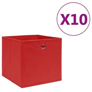 Boîtes De Rangement 10 PCs Tissu Intissé 28x28x28 Cm Rouge