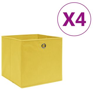 Boîtes De Rangement 4 PCs Tissu Intissé 28x28x28 Cm Jaune