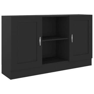 Vidaxl Buffet Noir 120x30,5x70 Cm Aggloméré Armoire Latérale Meuble De Rangement Salon Chambre