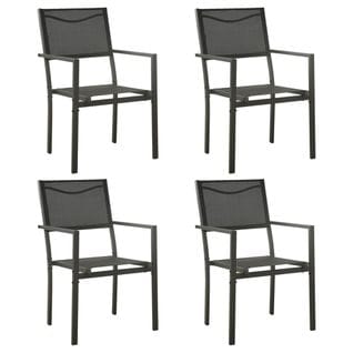 Chaises de jardin 4 pcs Textilène et acier Noir et anthracite