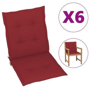 Coussins De Chaise De Jardin 6 PCs Rouge Bordeaux 100x50x3 Cm