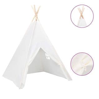 Tente Tipi D'enfants Avec Sac Peau De Pêche Blanc 120x120x150 cm