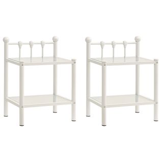 Tables De Chevet 2 PCs Blanc Et Transparent Métal Et Verre