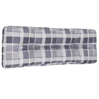 Coussin De Palette Motif à Carreaux Gris 120x40x12 Cm Tissu