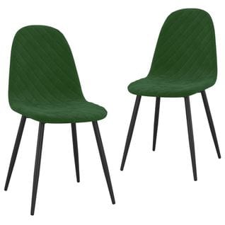 Chaises De Salle À Manger 2 PCs Vert Foncé Velours