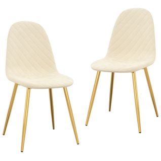 Chaises À Manger Lot De 2 Blanc Crème Velours