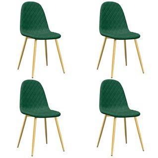 Chaises à Manger Lot De 4 Vert Foncé Velours