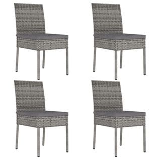 Chaises De Salle À Manger De Jardin 4 PCs Résine Tressée Gris